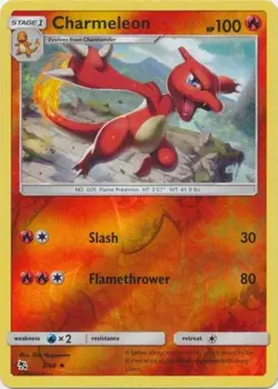 Lightly Played, English Pokemon Charmeleon - 8/68 - Uncommon - Reverse Holo SM - - Image 1