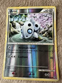 2010 Pokemon TCG HGSS Triumphant Aron Reverse Holo Rare 56/102 LP - Image 1