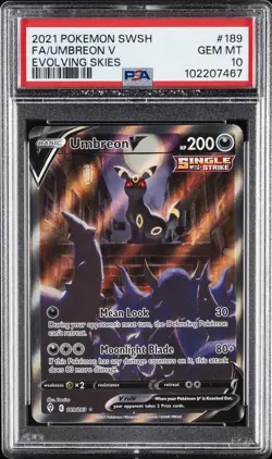 2021 POKEMON SWORD & SHIELD EVOLVING SKIES #189 FULL ART/UMBREON V PSA 10 - Image 1