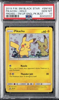 2019 POKEMON SM BLACK STAR PROMO #SM162 PIKACHU-HOLO PSA 10 - Image 1