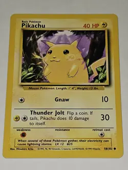Pikachu 58/102, Yellow Cheeks, Base Set Pokemon TCG - Image 1