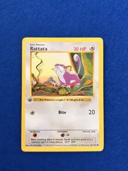 Rattata Shadowless 1st Ed. Pokemon Base Set #61 1999 - Image 1