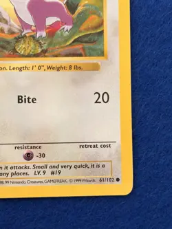 Rattata Shadowless 1st Ed. Pokemon Base Set #61 1999 - Image 4