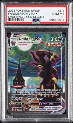 2021 POKEMON SWORD & SHIELD EVOLVING SKIES SECRET FULL ART/UMBREON VMAX PSA 10 - Image 1