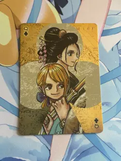 Official One Piece Jump Gold Playing Card Mint - Nami Nico Robin Queen of Clubs - Image 1