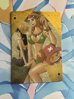 Official One Piece Gold Playing Card Mint - Chopper Nico Nami Queen of Spades - Image 1