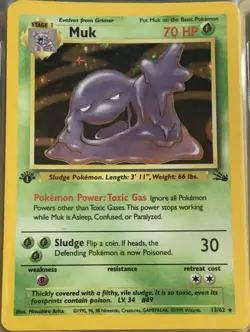 POKEMON Card FOSSIL 1st Edition MUK #13/62 Black Star Rare Holo Foil MINT! - Image 1