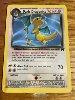 Dark Dragonite MP UNLIMITED 22/82 Rare Team Rocket Pokemon TCG Card Non Holo - Image 1