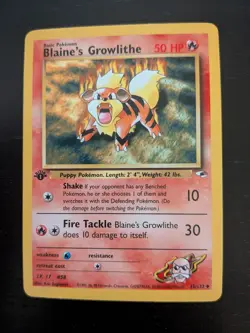 Blaine's Growlithe Gym Heroes 1st Edition Non-holo Card 035/132 NM - Image 1