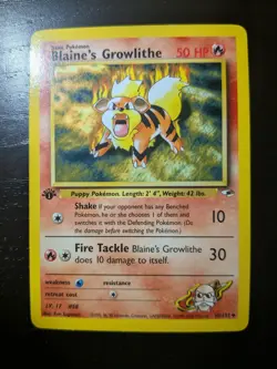 Blaine's Growlithe Gym Heroes 1st Edition Non-holo Card 035/132 NM - Image 3