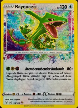 Rayquaza 138/185 Holo Amazing Rare Pokemon TCG Farbenschock VIV 2020 NM Deutsch - Image 1