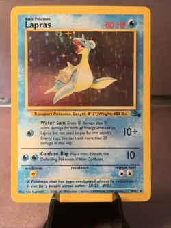 Pokemon TCG Lapras 10/62 Fossil Set Unlimited 1999 Holo Rare VTG WOTC NM/LP - Image 1