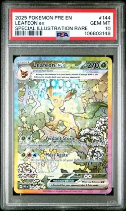 2025 POKEMON PRE EN-PRISMATIC EVOLUTIONS #144 LEAFEON EX PSA 10 - Image 1