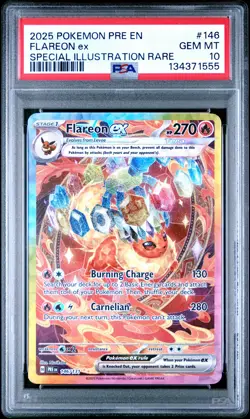 2025 POKEMON PRE EN-PRISMATIC EVOLUTIONS #146 FLAREON EX PSA 10 - Image 1