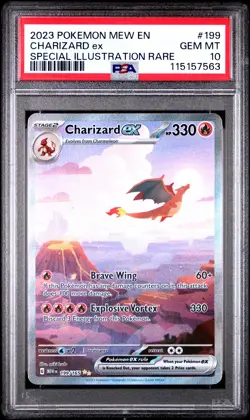 2023 POKEMON MEW EN-151 SPECIAL ILLUSTRATION RARE #199 CHARIZARD EX PSA 10 - Image 1