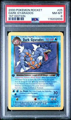 2000 Team Rocket Dark Gyarados #25 1st Edition Non-Holo PSA 8 - Image 1