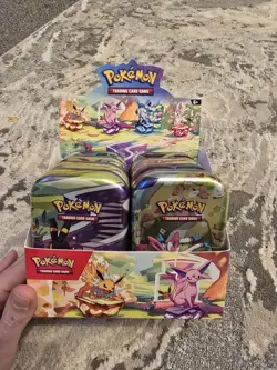 Prismatic Evolutions Empty Mini Tin Complete Set Of 8 - Display, Coins & Picture - Image 1