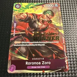 One Piece English Roronoa Zoro Foil Winner Card P-045 - OP06 Pre-Release - Image 1