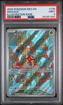 Pokemon TCG Shuckle 136/132 Me01: Mega Evolution Holo Illustration Rare PSA 9 - Image 1
