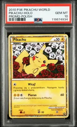 2010 POKEMON WORLD COLL POLISH-DO NOT USE PIKACHU-HOLO PSA 10 - Image 1