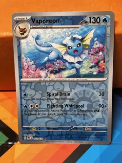 Vaporeon 022/131 Reverse Holo NM Pokemon Prismatic Evolutions SV 2025 NM - Image 1