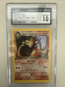 Dark Charizard Pokemon 2000 4/82 Team Rocket 1st Edition Holo CGC 10 - Image 3