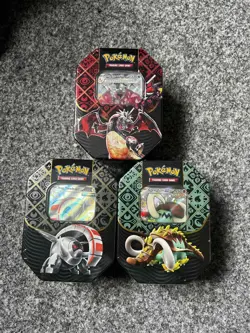 Pokemon TCG Paldean Fates Set of 3 Tins Brand New & Sealed ✅ 4 Pack Tin Art Set - Image 1