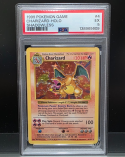 1999 WOTC Pokemon Game #4 Base Set Shadowless Charizard PSA 5 EX - Image 1