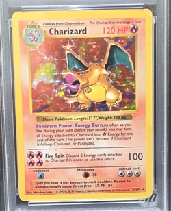 1999 WOTC Pokemon Game #4 Base Set Shadowless Charizard PSA 5 EX - Image 3