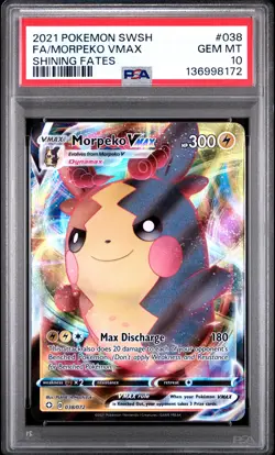 2021 POKEMON SWORD & SHIELD SHINING FATES #038 FULL ART/MORPEKO VMAX PSA 10 - Image 1
