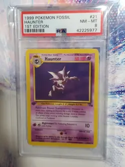 1999 Pokemon Fossil 1st Edition Haunter #21/62 PSA 8 NM-MT - Rare Vintage WOTC - Image 1