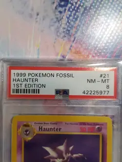 1999 Pokemon Fossil 1st Edition Haunter #21/62 PSA 8 NM-MT - Rare Vintage WOTC - Image 2