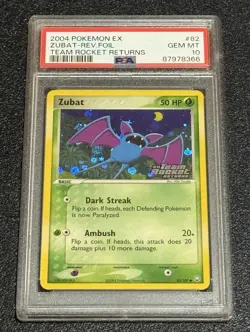 PSA 10 POKEMON EX TEAM ROCKET RETURNS #82 ZUBAT STAMPED REVERSE RARE LOW POP💎 - Image 1