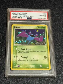 PSA 10 POKEMON EX TEAM ROCKET RETURNS #82 ZUBAT STAMPED REVERSE RARE LOW POP💎 - Image 2