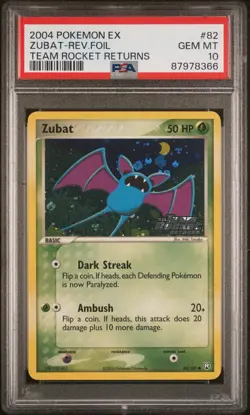 PSA 10 POKEMON EX TEAM ROCKET RETURNS #82 ZUBAT STAMPED REVERSE RARE LOW POP💎 - Image 4