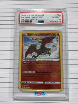 Radiant Charizard Crown Zenith Card 020/159 PSA 10 Gem Mint Pokemon - Image 1