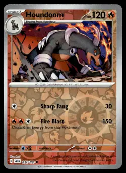 Houndoom 34/198 Pokemon Card Scarlet & Violet Common Reverse Holo 120 HP NM W29 - Image 1