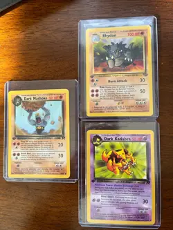 1st Edition Team Rocket Pokemon Lot - Dark Kadabra, Dark Machoke & Rhydon (LP) - Image 1