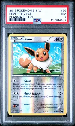 2013 POKEMON PLASMA FREEZE EEVEE #89 REVERSE FOIL PSA 7 NM #118284437 - Image 1