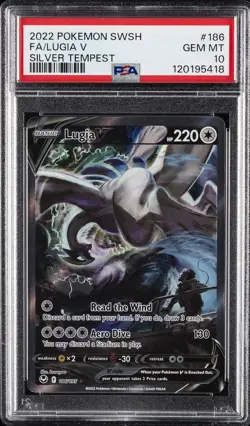 2022 POKEMON SWORD & SHIELD SILVER TEMPEST #186 FULL ART/LUGIA V PSA 10 - Image 1