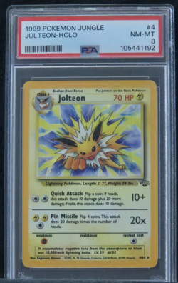 1999 Pokemon TCG Jolteon Jungle Holo Card 4/64 PSA 8 - Image 1