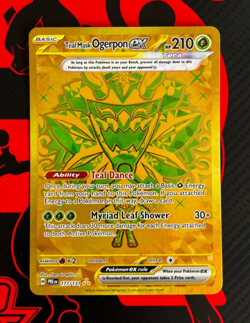 Teal Mask Ogerpon EX Hyper Rare PRE 177/131 Prismatic Pokemon TCG Gold English - Image 1