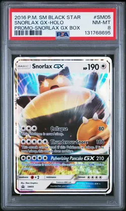2016 POKEMON BLACK STAR PROMO SNORLAX GX #SM05 PSA 8 NM #131768695 - Image 1