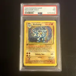 1999 POKEMON BASE SET 1ST EDITION #8 MACHAMP-HOLO PSA 7 - Image 1