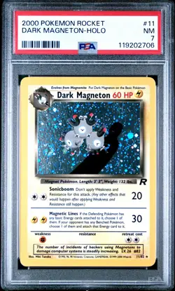 2000 Team Rocket Dark Magneton #11 Holo Swirl PSA 7 - Image 1