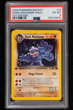 2000 Pokemon Dark Machamp Holo First Edition #10/82 Team Rocket PSA 6 - Image 1
