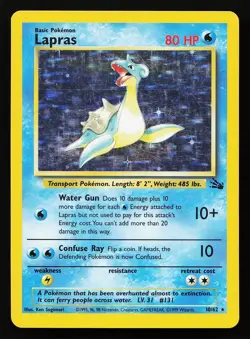 Lapras 10/62 Holo Rare Fossil Pokemon Card - Image 1