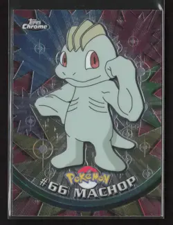 #66 Machop Topps Chrome Black Logo Pokemon Card - Image 1