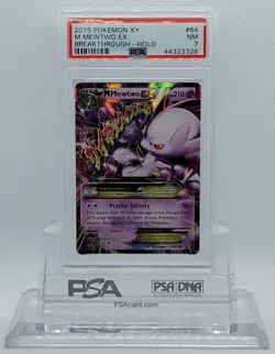 POKEMON BREAKTHROUGH M/MEGA MEWTWO EX #64 ULTRA RARE HOLO FOIL CARD PSA 7 NM #* - Image 1