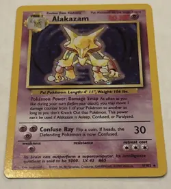 Alakazam Holo Base Set 1/102 Pokemon Card - LP WOTC - Image 1
